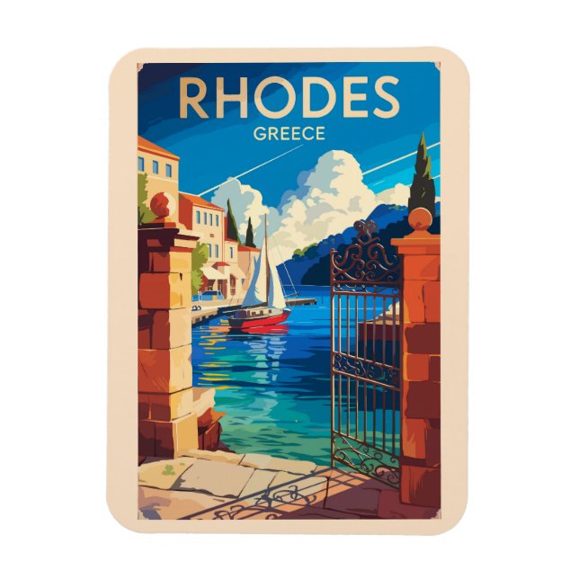 Ímã Rhodes Grécia Art Vintage (Vertical)