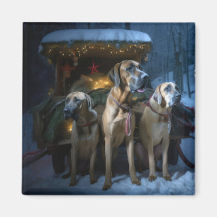 Imã Rhodesian Ridgeback Neve Trenó Natal Decoração