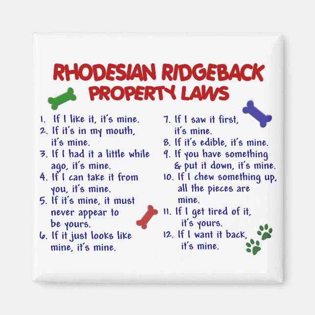 Imã RHODESIAN RIDGEBACK Property Laws 2 (Frente)