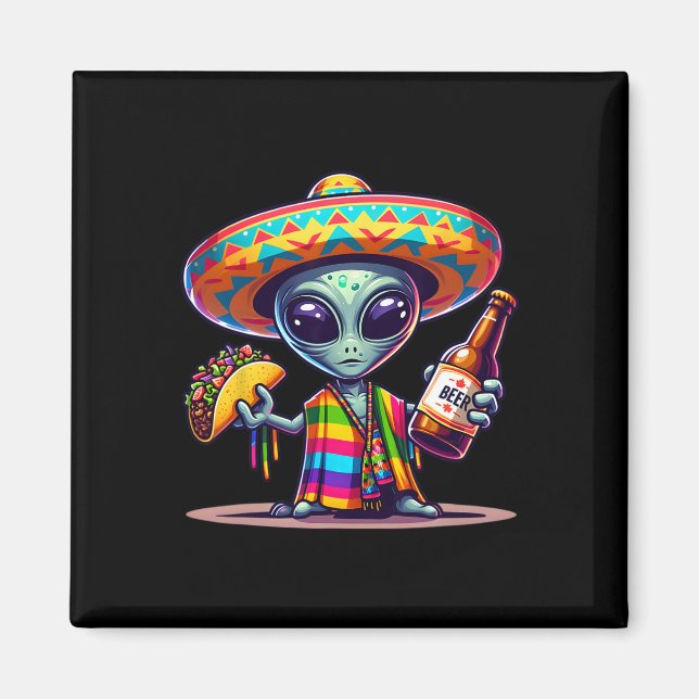 Imã Ria Com Aliens Tacos E Cerveja Cinco De Mayo Fie (Frente)