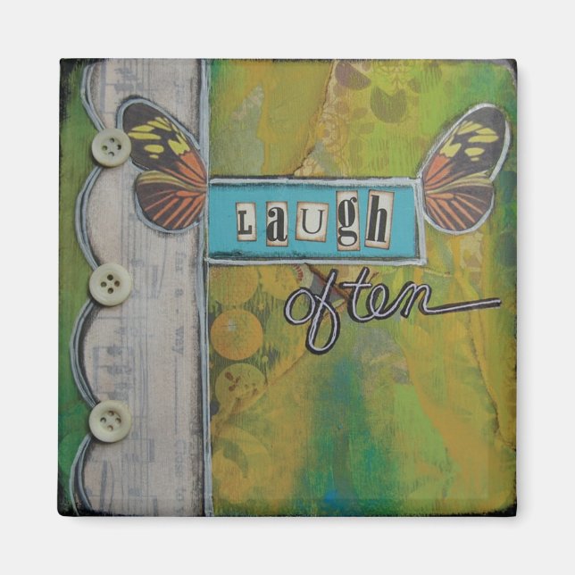 Imã "Ria-te muitas vezes" Magnet de Nancy Lefko (Frente)