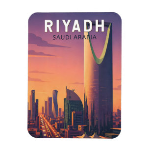 Ímã Riad Ilustração Viagem Arte Retro Arábia Saudita