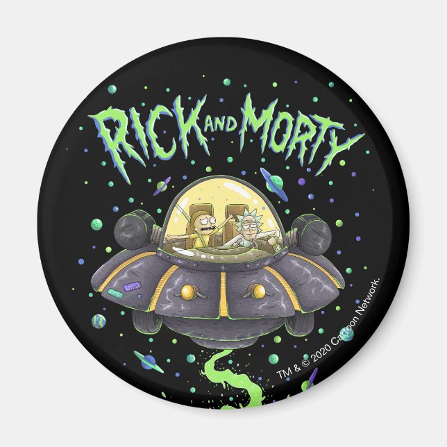 Imã RICK AND MORTY™ | Illustrated Space Flight Graphic (Frente)