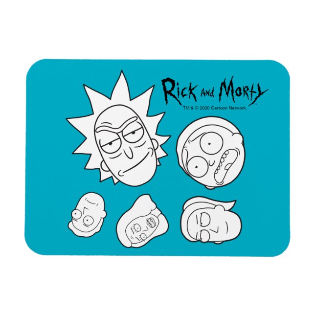 Ímã RICK E MORTY™| Padrão de Cabeça da Família Smith (Horizontal)