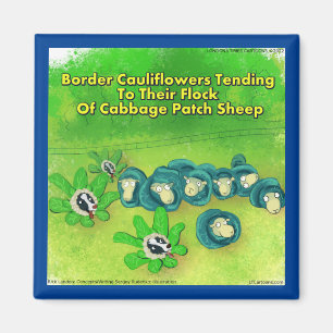 Imã Rick London Funny Border Collie Flower Comic