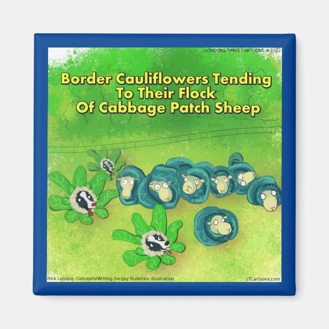 Imã Rick London Funny Border Collie Flower Comic (Frente)