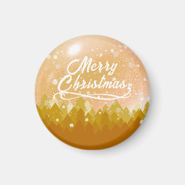 Imã Rico Dourado Floresta de Neve Pacífica Feliz Natal