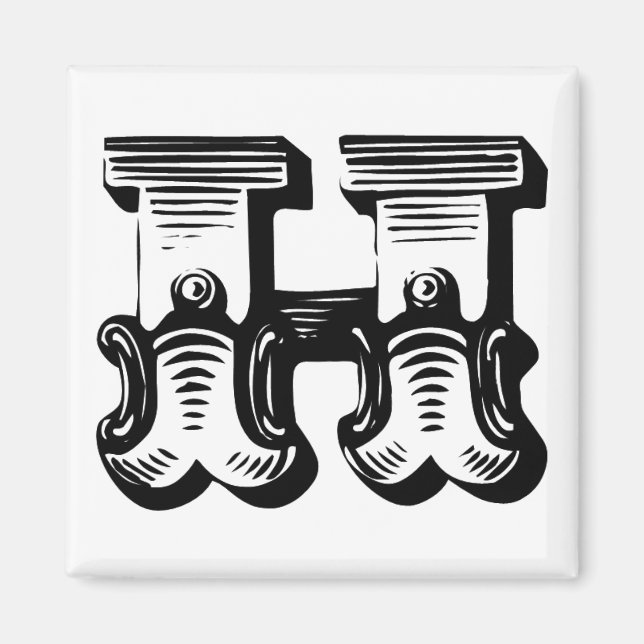 Imã Rico letra H, magneta quadrada (Frente)