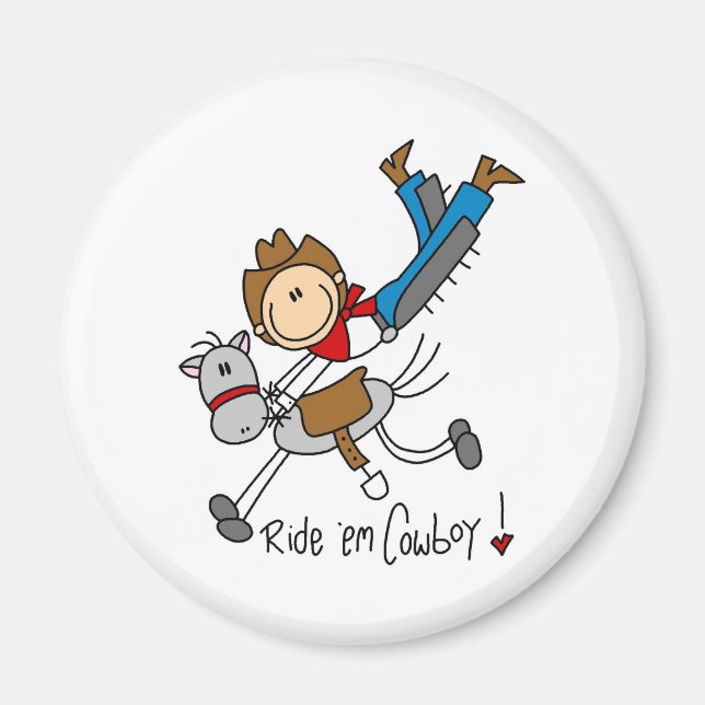Imã Ride 'Em Cowboy Stick Figura Magnet (Frente)