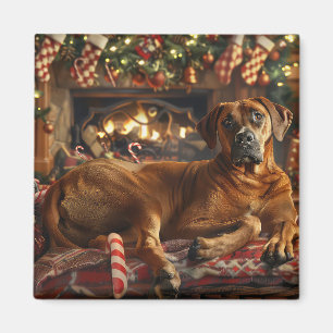 Imã Ridgeback Cão Natal Festivo