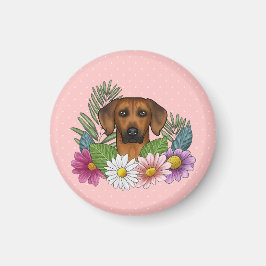 Imã Ridgeback Dog Head Summer Florestal Rosa