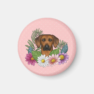 Imã Ridgeback Dog Head Summer Florestal Rosa
