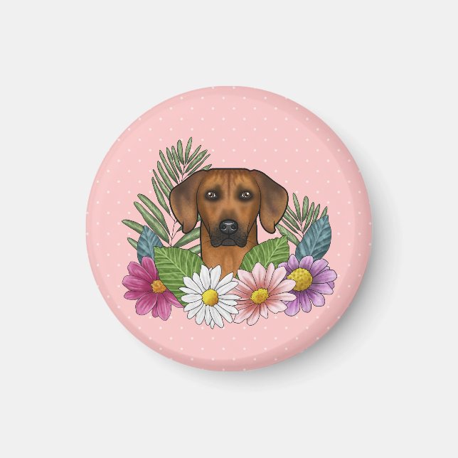 Imã Ridgeback Dog Head Summer Florestal Rosa (Frente)