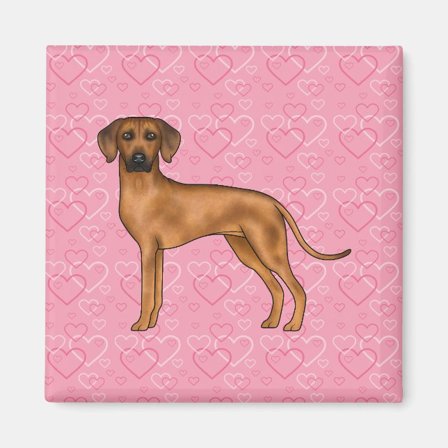 Imã Ridgeback Dog Love Heart Pink (Frente)