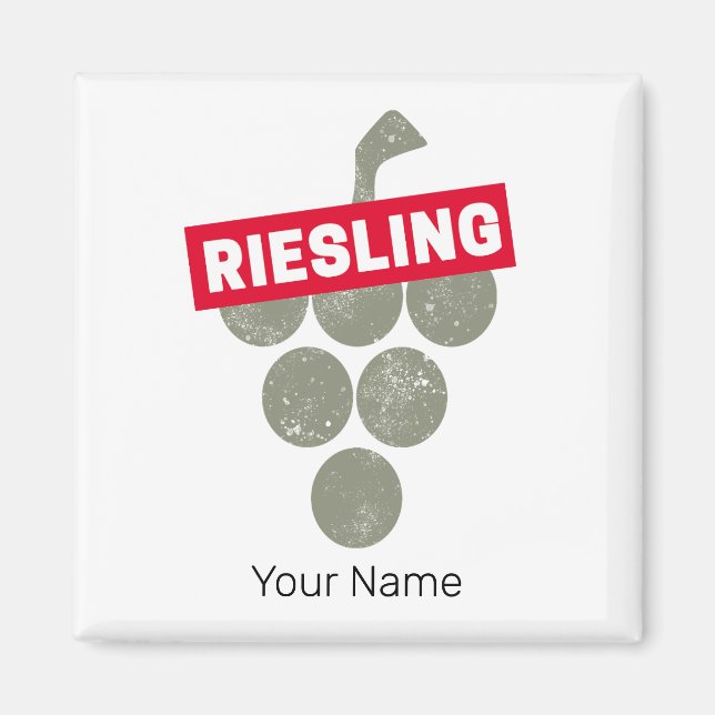 Imã Riesling Vine Vintage Vinho Bebida Design (Frente)