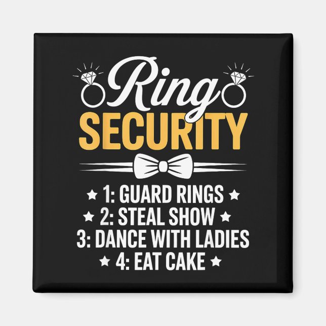 Imã Ring Security Wedding Party Funny Ring Bearer  (Frente)