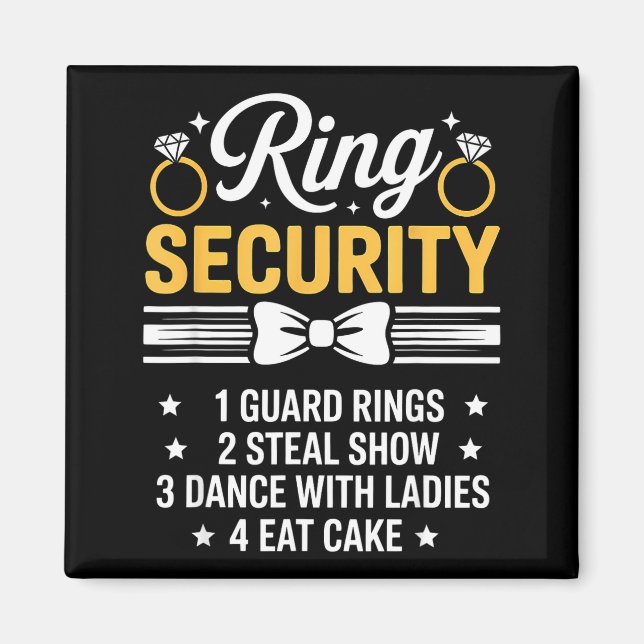 Imã Ring Security Wedding Party Funny Ring Bearer  (Frente)