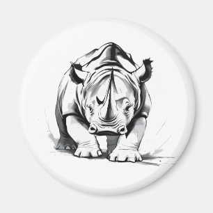 Imã Rinocerontes Vetor Arte Gráfica Retrato Animal Sel