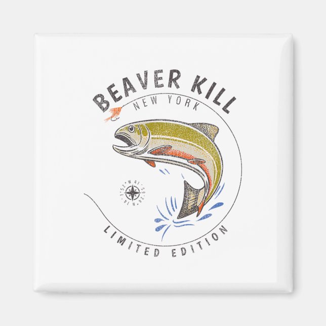 Imã Rio Beaverkill Nova York Fly Fishing Lembrança Bea (Frente)