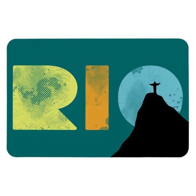 Ímã RIO Brasil com montanha de Corcovado (Horizontal)