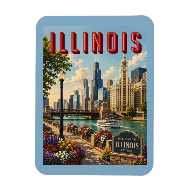 Ímã Rio Chicago Illinois (Vertical)
