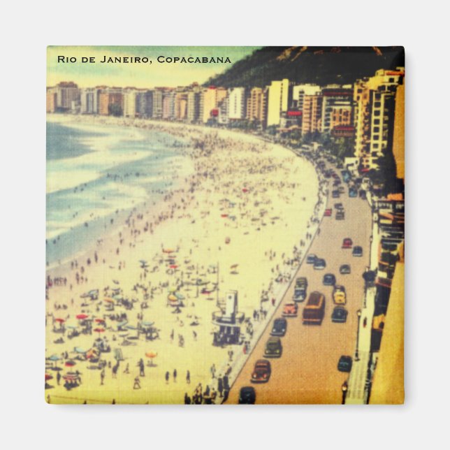 Imã Rio de Janeiro, Vintage Copacabana Beach, Brasil (Frente)