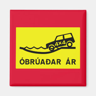 Imã Rio de Unbridged, sinal de tráfego, Islândia
