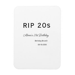 Ímã RIP 20s aniversário de 21 anos simples data mínima