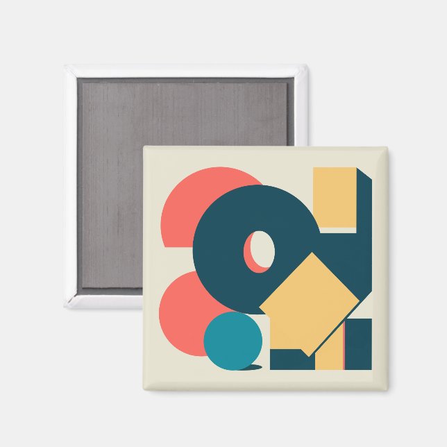 Imã Risógrafo geométrico de retrô-safra, risoprint (Front/Back)