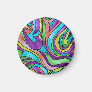Imã Ritmo de Cor - Arte Abstrata em Aquarela Pintada à