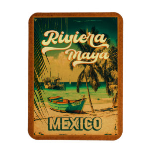Ímã Riviera Maya Cartão postal Viagens vintage de Palm