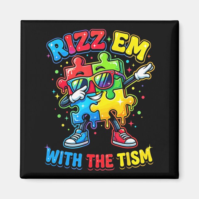 Imã Rizz Em com The Tism Mês de Conscientização do Aut (Frente)