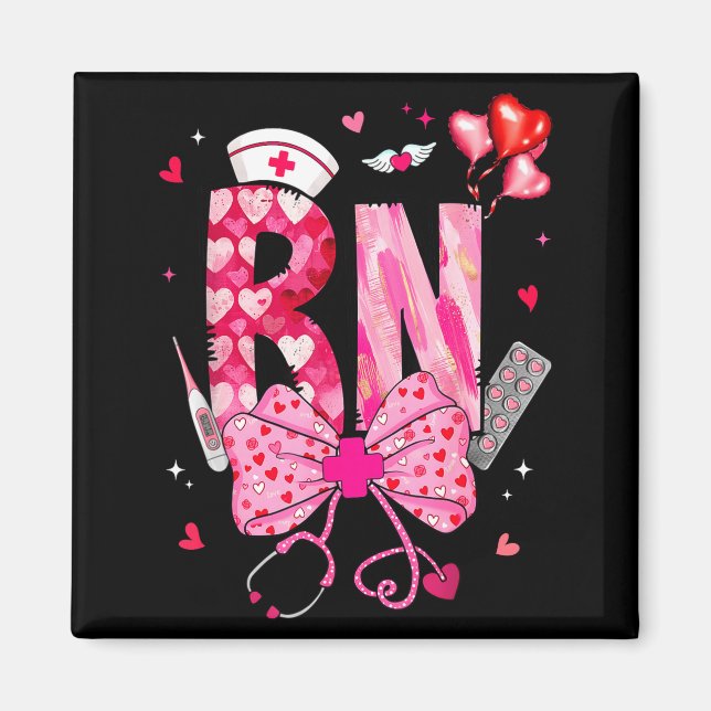 Imã Rn Valentine Coquette Bow Stethoscope Nurse Girl W (Frente)
