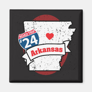 Imã Roadtrip '24 Arkansas - ímã quadrado (vermelho/pre