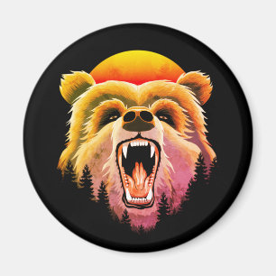 Imã Roaring Grizzly Bear Face