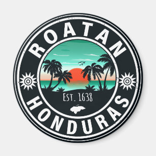 Imã Roatán Honduras Island Retro Sunset Souvenirs 80s