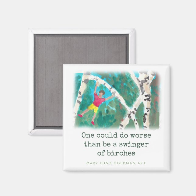 Imã Robert Frost Poem Birches Ilustrados À Mão (Front/Back)