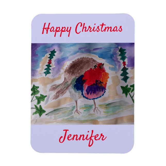 Ímã Robin de Natal Magnet Personalizado (Vertical)