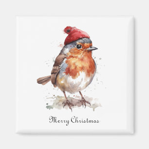 Imã Robin de Natal Personalizado Aquarela Pássaro Gorr
