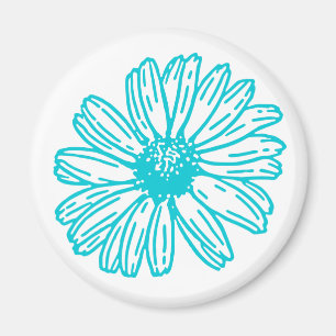 Imã Robin Egg Blue Daisy Impressão, Hippie Flowers