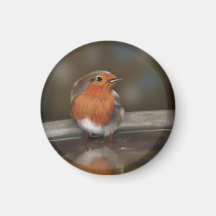 Imã Robin Red Breast Curtindo um Banho