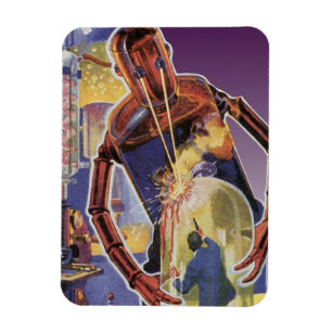 Ímã Robô de Ficção Científica Vintage com Olhos de Fei