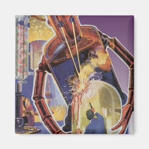 Imã Robô de Ficção Científica Vintage com Olhos de Fei