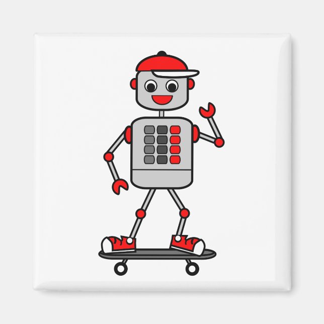 Imã Robô do Cartoon Boy no skate (Frente)
