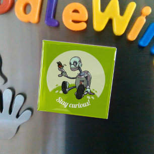 Imã Robô e borboleta bonitos ficam curiosos! Cartoon