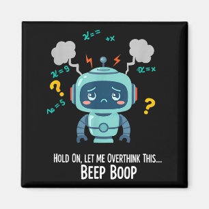 Imã Robô Engraçado Pensando Demais Momento Beep Boop