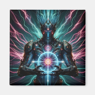 Imã Robô Futurista Núcleo Cósmico Cyberpunk