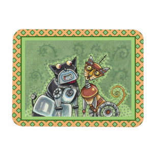 Ímã ROBOT BULLDOG ADORÁVEL E FELINE AMIGO Engraçado