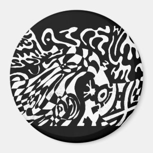 Imã "Robot Dreams" Arte Abstrato B&W