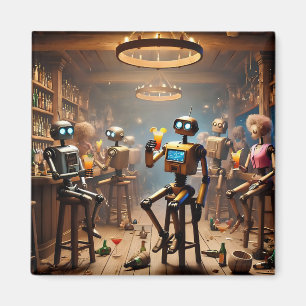 Imã robots having fun in a bar